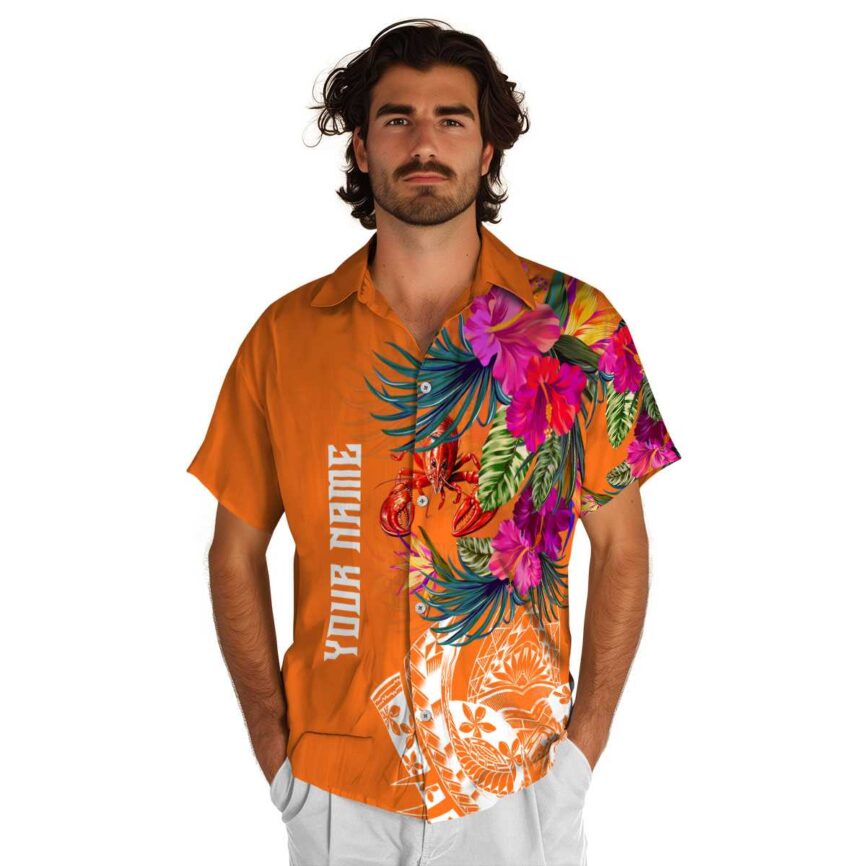 Personalized Crawfish Polynesian Flowers Hawaiian Shirt New Arrival