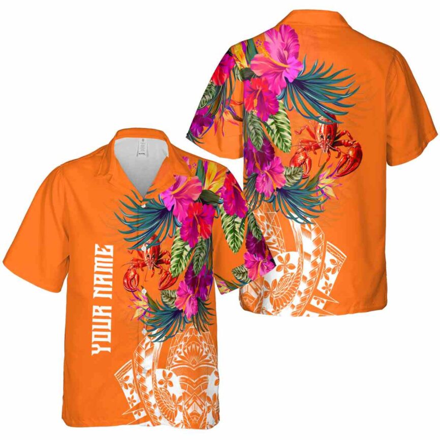 Personalized Crawfish Polynesian Flowers Hawaiian Shirt Premium grade