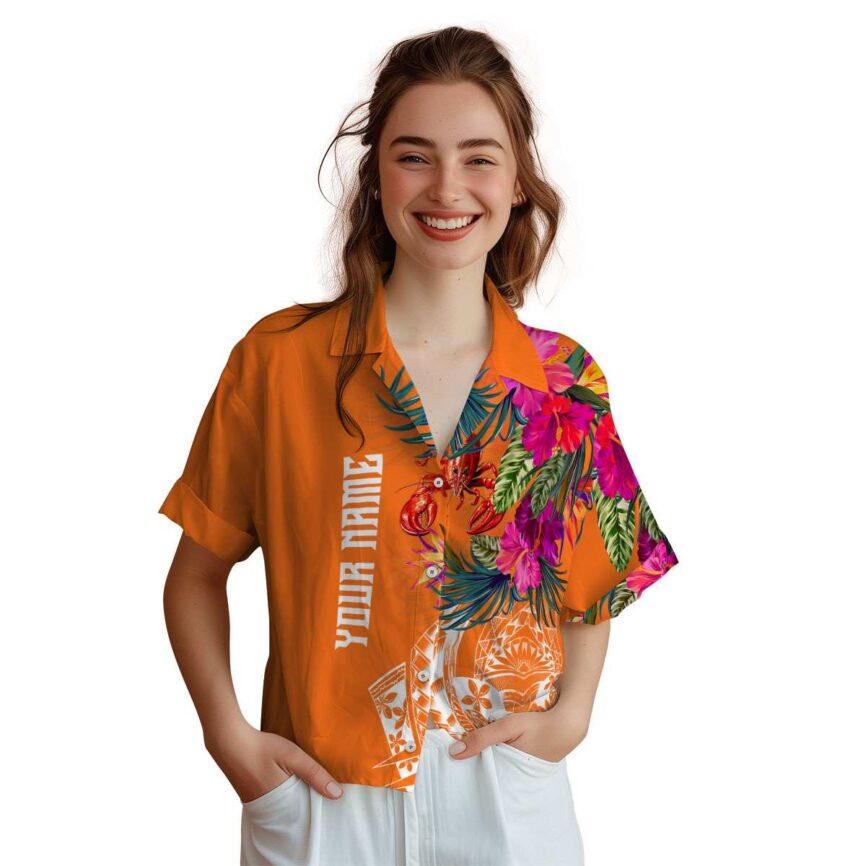 Personalized Crawfish Polynesian Flowers Hawaiian Shirt Top rated