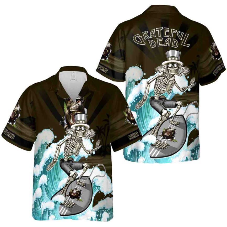 Personalized Dinosaur Grateful Dead Motif Hawaiian Shirt Premium grade