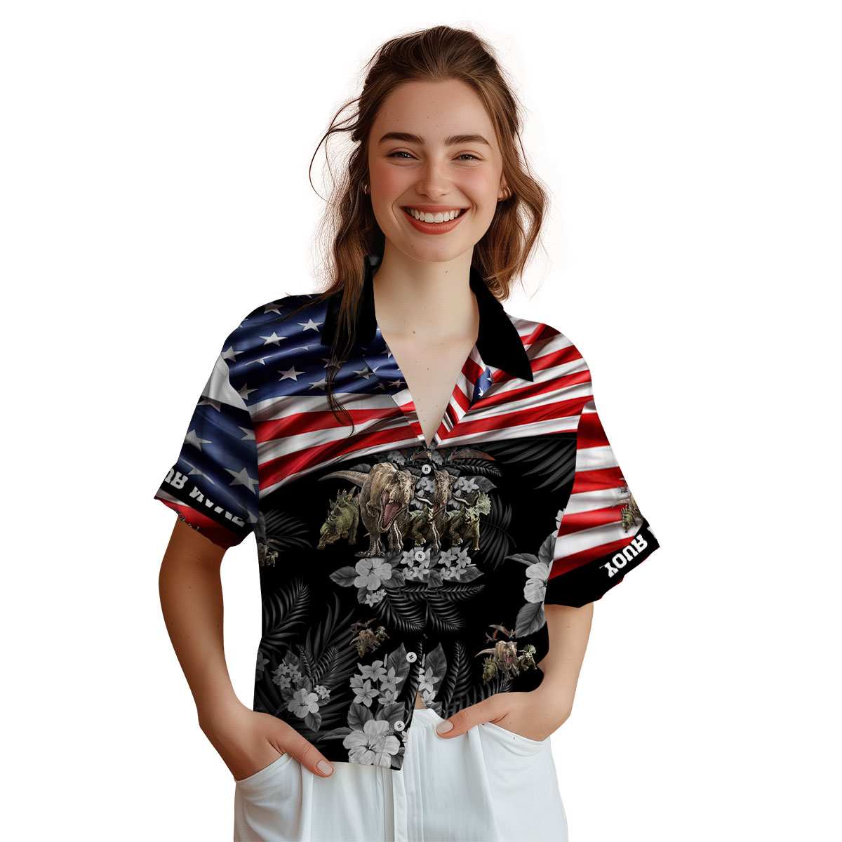 Personalized Dinosaur US Flag Themed Hawaiian Shirt Top rated Personalized Dinosaur US Flag Themed Hawaiian Shirt Top rated