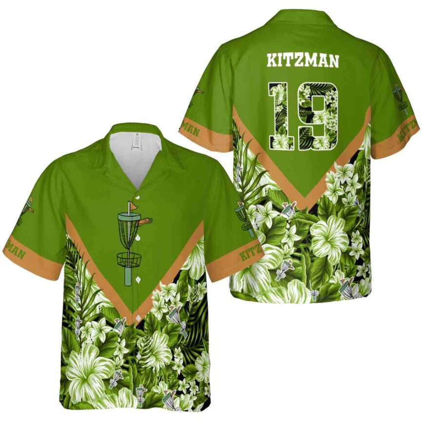 Personalized Disc Golf Bold Floral Number Hawaiian Shirt Premium grade
