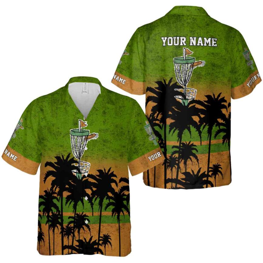 Personalized Disc Golf Sunset Gradient Hawaiian Shirt Premium grade