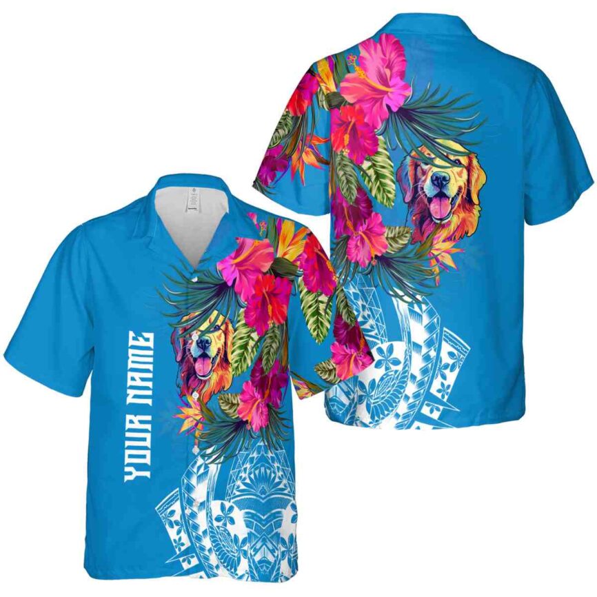 Personalized Dog Polynesian Flowers Hawaiian Shirt Premium grade