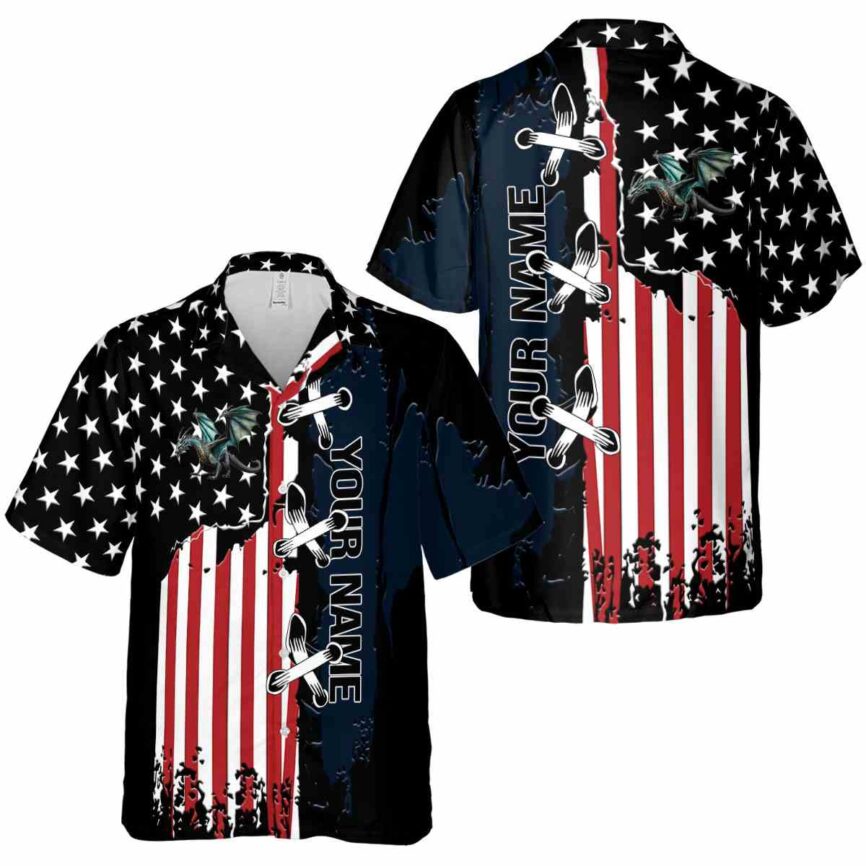 Personalized Dragon Flag Stitches Hawaiian Shirt Premium grade