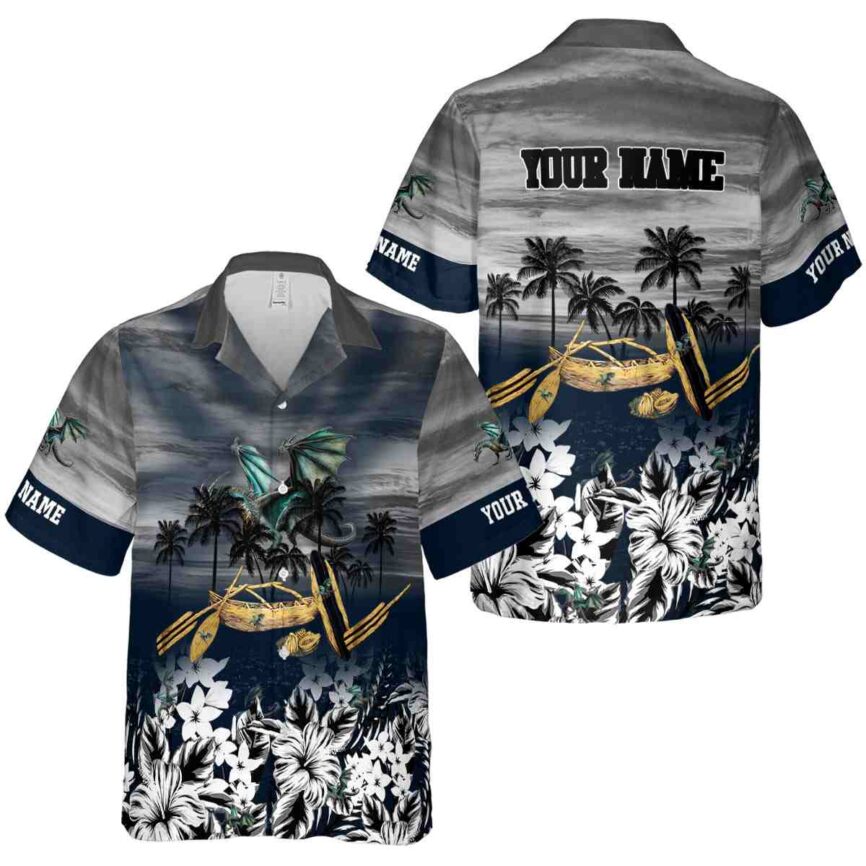 Personalized Dragon Sunset Beach Canoe Hawaiian Shirt Premium grade