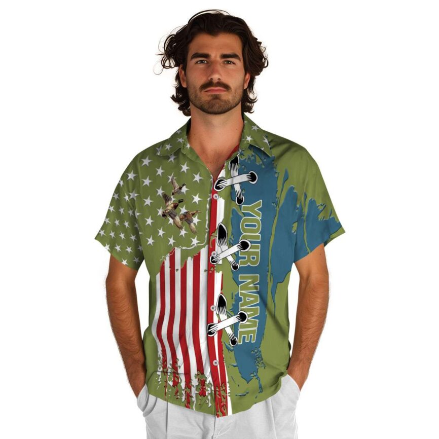 Personalized Duck Flag Stitches Hawaiian Shirt New Arrival