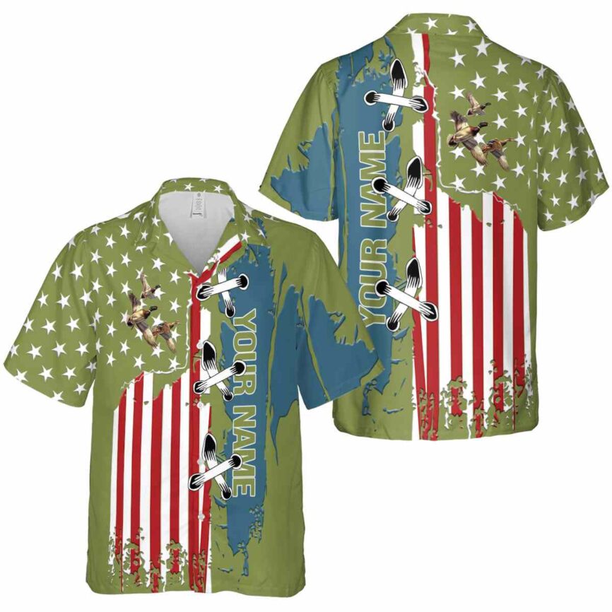 Personalized Duck Flag Stitches Hawaiian Shirt Premium grade
