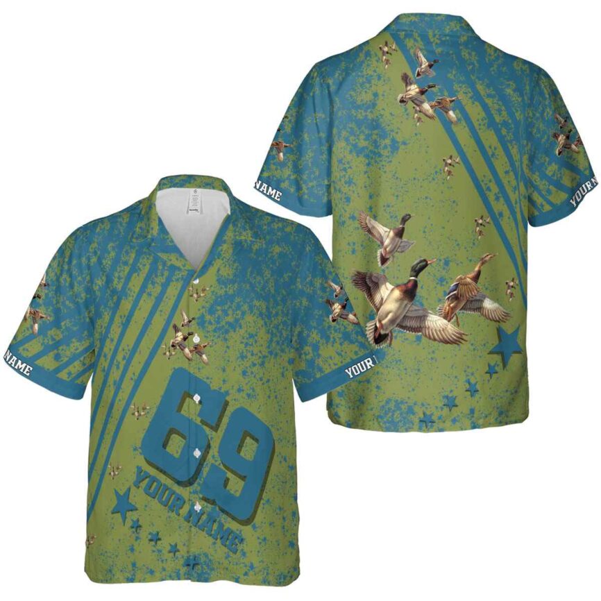 Personalized Duck Stripe Burst Hawaiian Shirt Premium grade