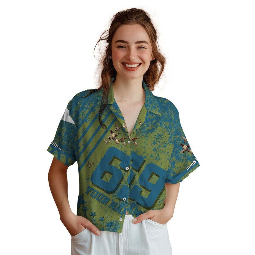 Personalized Duck Stripe Burst Hawaiian Shirt Top rated