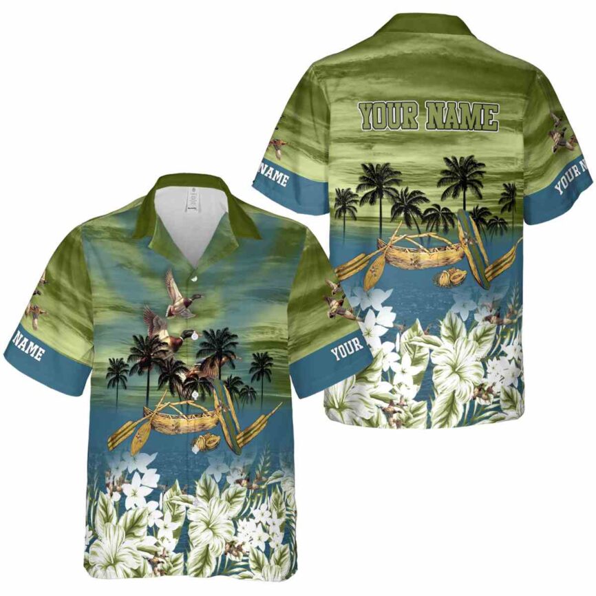 Personalized Duck Sunset Beach Canoe Hawaiian Shirt Premium grade