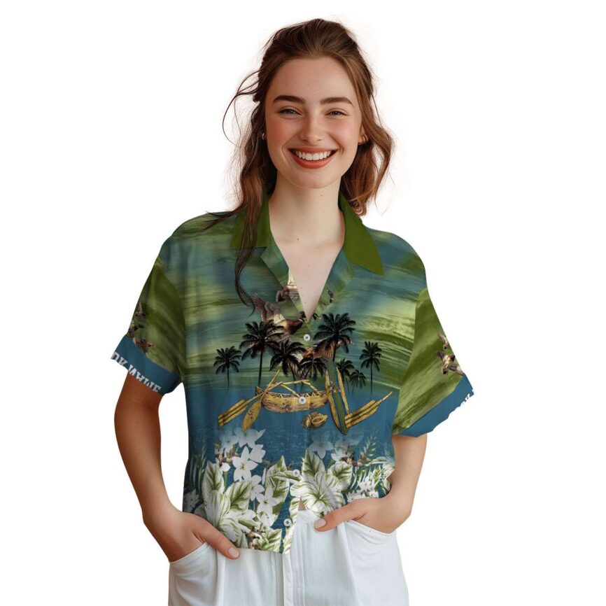 Personalized Duck Sunset Beach Canoe Hawaiian Shirt Top rated