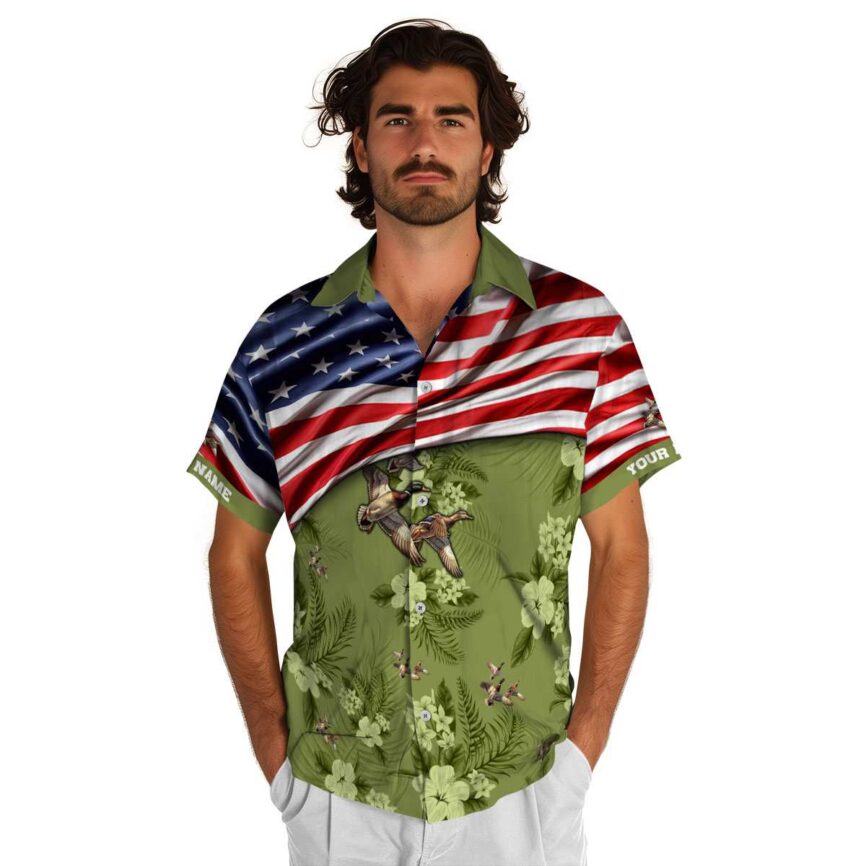 Personalized Duck US Flag Themed Hawaiian Shirt New Arrival