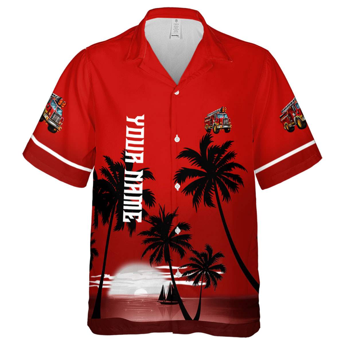 Personalized Fire Truck Ocean Sunset Hawaiian Shirt Fashion forward Personalized Fire Truck Ocean Sunset Hawaiian Shirt Fashion forward