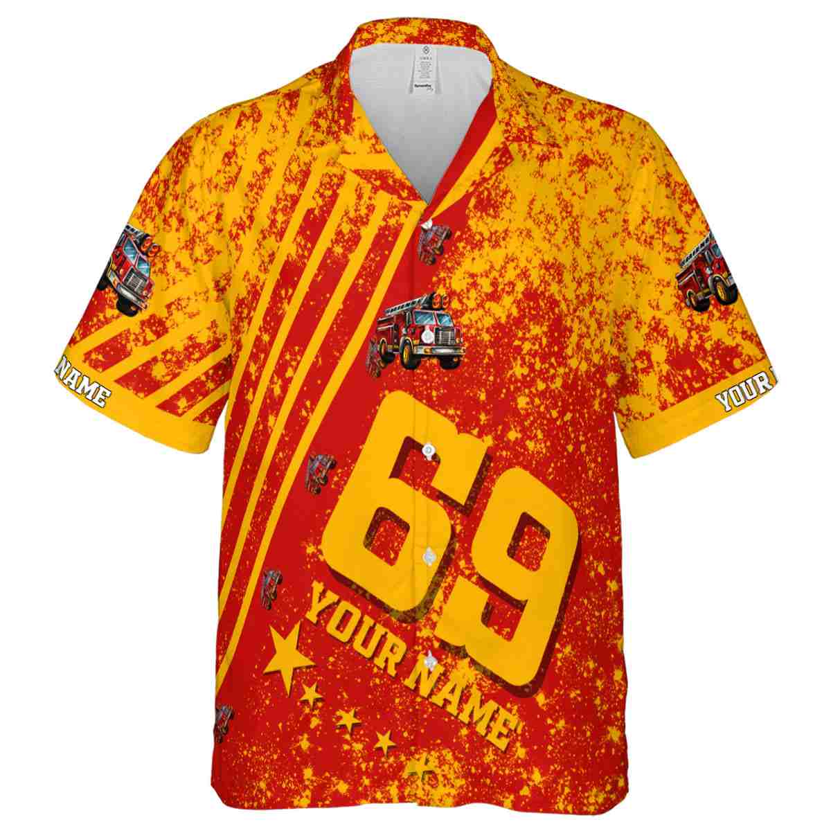 Personalized Fire Truck Stripe Burst Hawaiian Shirt Fashion forward Personalized Fire Truck Stripe Burst Hawaiian Shirt Fashion forward