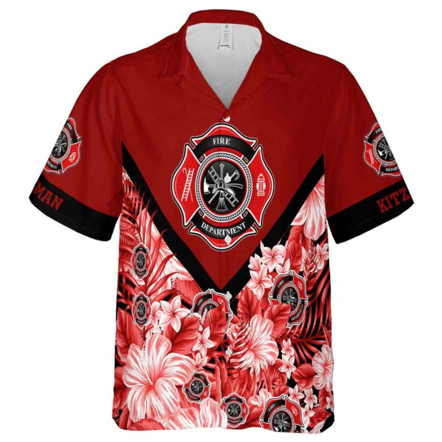 Personalized Firefighter Bold Floral Number Hawaiian Shirt Fashion forward