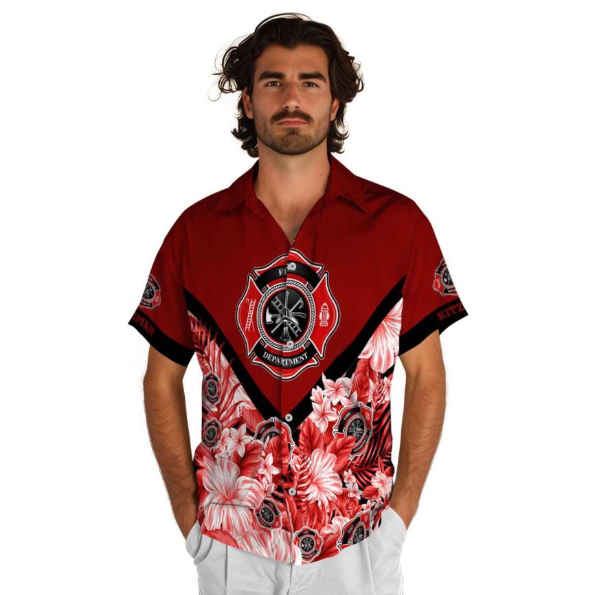 Personalized Firefighter Bold Floral Number Hawaiian Shirt New Arrival
