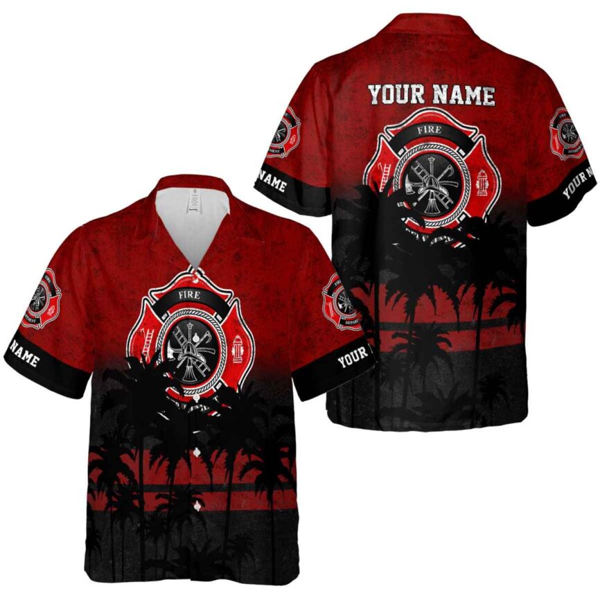 Personalized Firefighter Sunset Gradient Hawaiian Shirt Premium grade