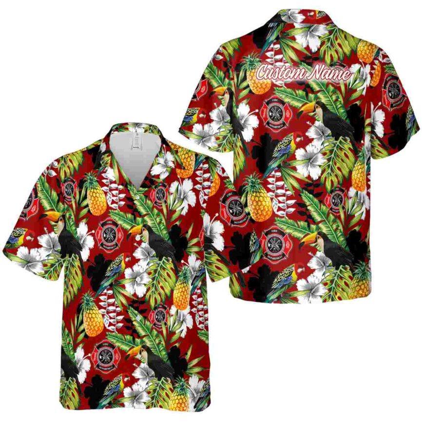 Personalized Firefighter Toucan Bird Hawaiian Shirt Premium grade