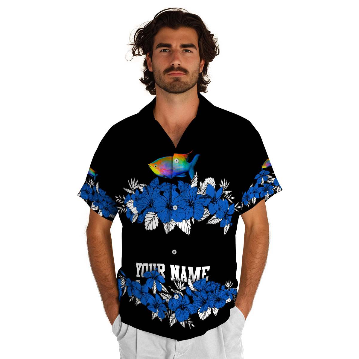 Personalized Fish Hibiscus Band Hawaiian Shirt New Arrival Personalized Fish Hibiscus Band Hawaiian Shirt New Arrival