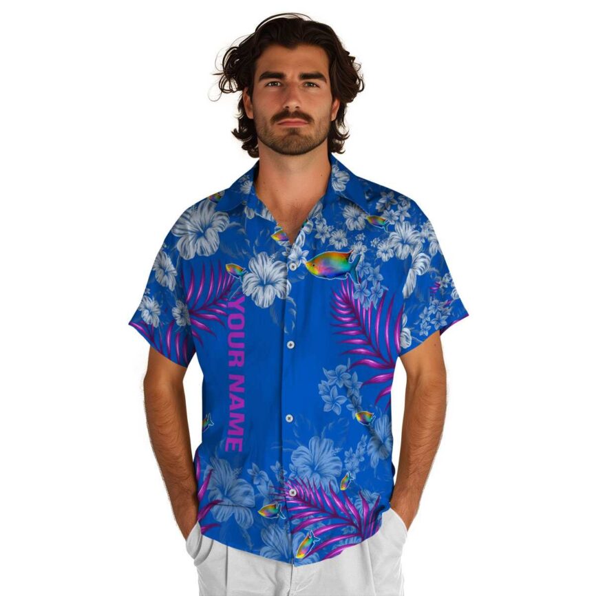 Personalized Fish Hibiscus Pattern Hawaiian Shirt New Arrival