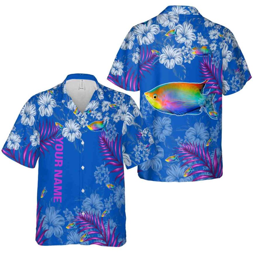 Personalized Fish Hibiscus Pattern Hawaiian Shirt Premium grade