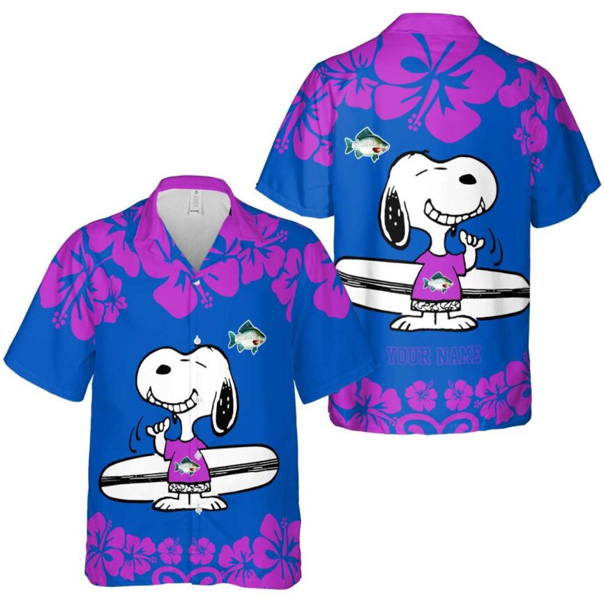 Personalized Fish Surfing Snoopy Hawaiian Shirt Premium grade