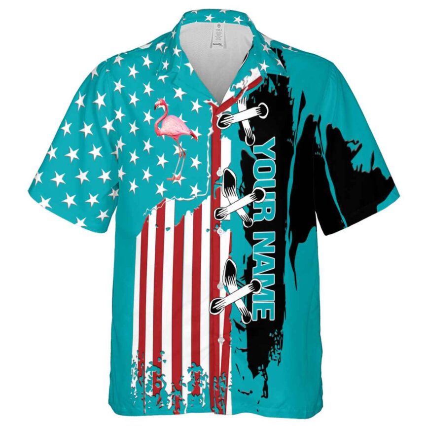 Personalized Flamingo Flag Stitches Hawaiian Shirt Fashion forward