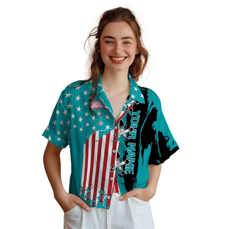 Personalized Flamingo Flag Stitches Hawaiian Shirt Top rated