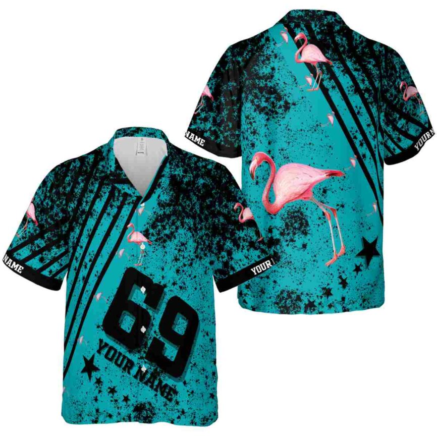 Personalized Flamingo Stripe Burst Hawaiian Shirt Premium grade
