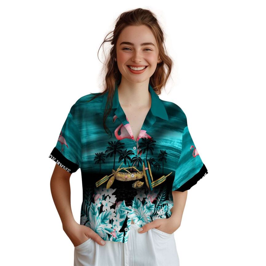 Personalized Flamingo Sunset Beach Canoe Hawaiian Shirt Top rated