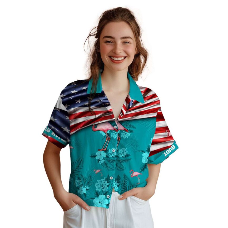 Personalized Flamingo US Flag Themed Hawaiian Shirt Top rated