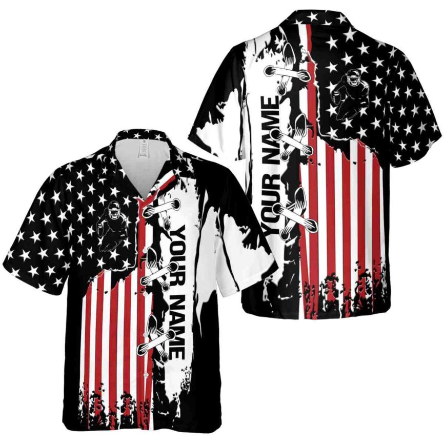 Personalized Football Flag Stitches Hawaiian Shirt Premium grade