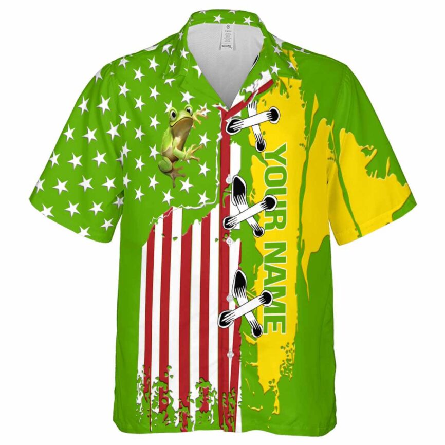 Personalized Frog Flag Stitches Hawaiian Shirt Fashion forward