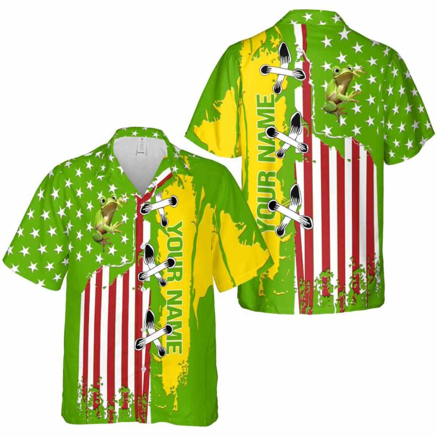 Personalized Frog Flag Stitches Hawaiian Shirt Premium grade