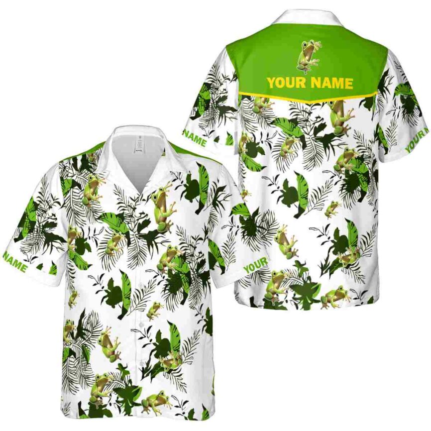 Personalized Frog Leafy Accents Hawaiian Shirt Premium grade