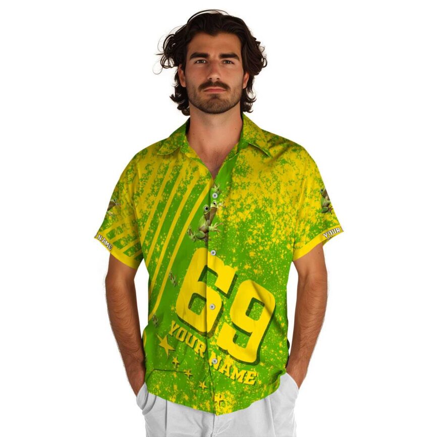 Personalized Frog Stripe Burst Hawaiian Shirt New Arrival