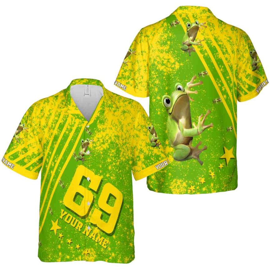 Personalized Frog Stripe Burst Hawaiian Shirt Premium grade