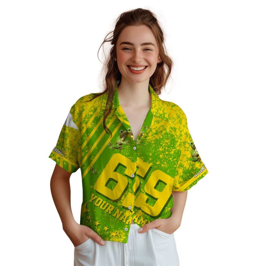 Personalized Frog Stripe Burst Hawaiian Shirt Top rated