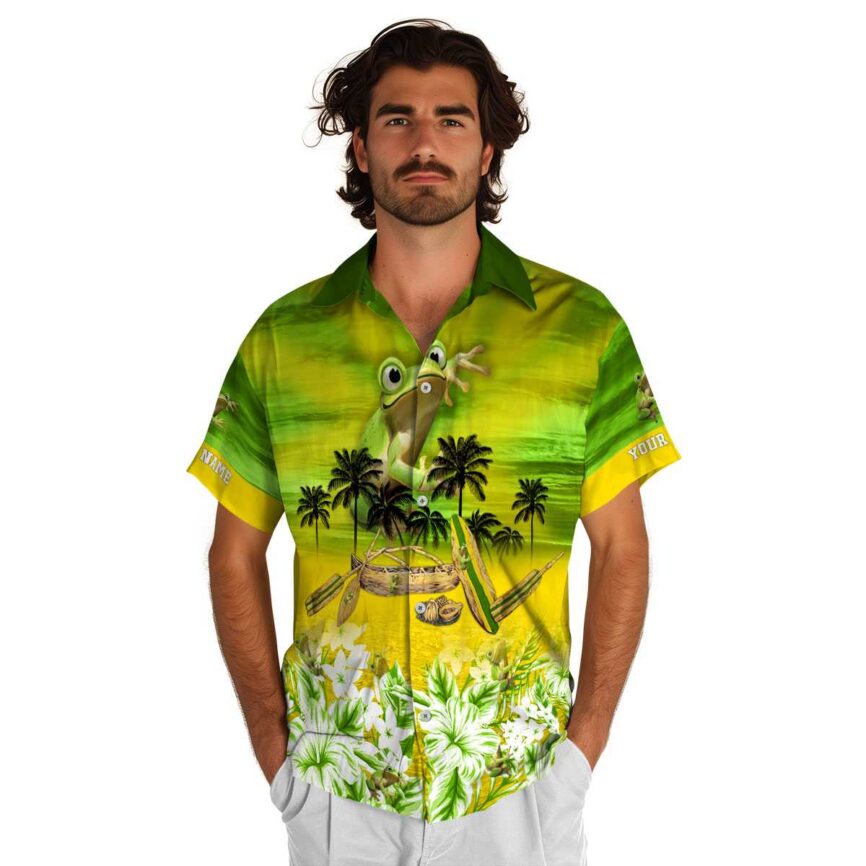 Personalized Frog Sunset Beach Canoe Hawaiian Shirt New Arrival