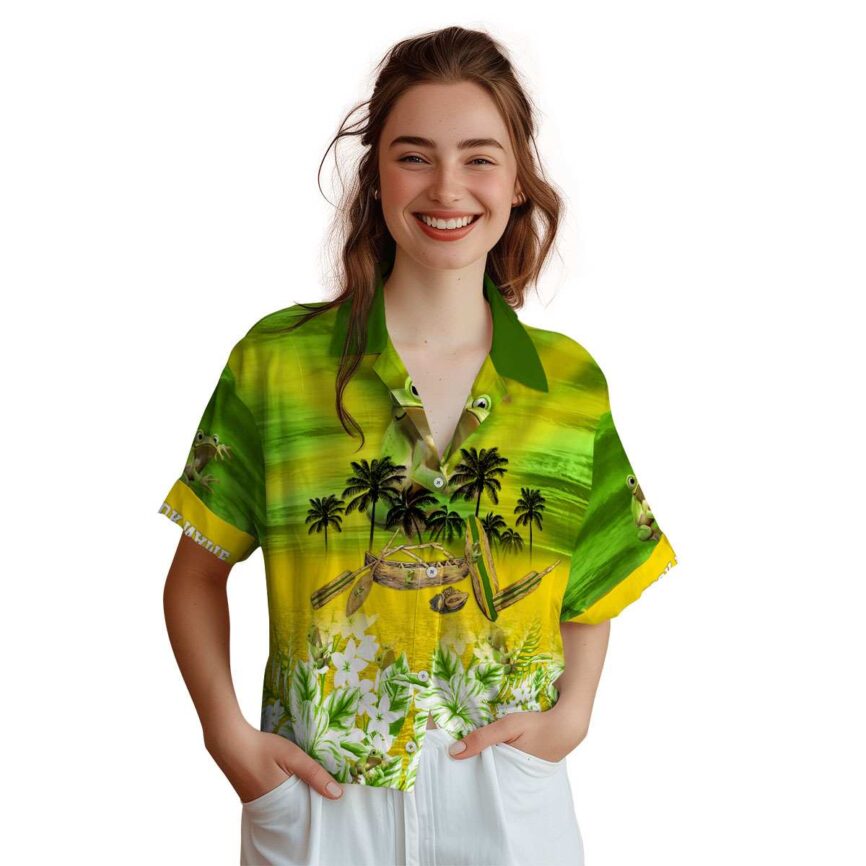 Personalized Frog Sunset Beach Canoe Hawaiian Shirt Top rated