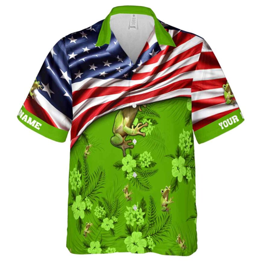 Personalized Frog US Flag Themed Hawaiian Shirt Fashion forward