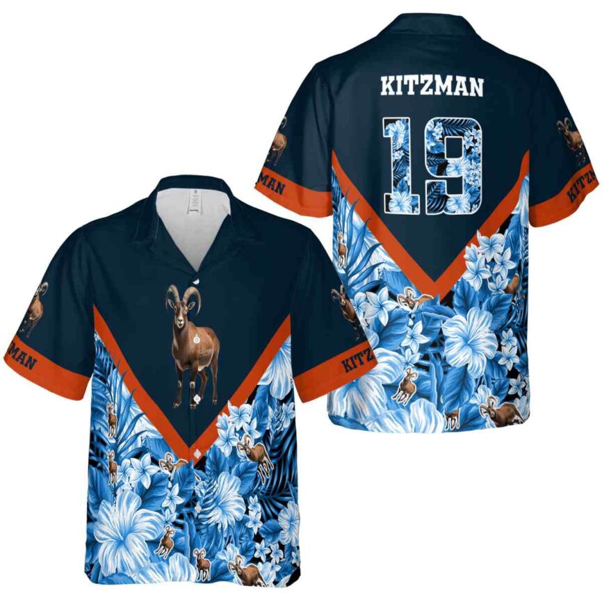 Personalized Goat Bold Floral Number Hawaiian Shirt Premium grade