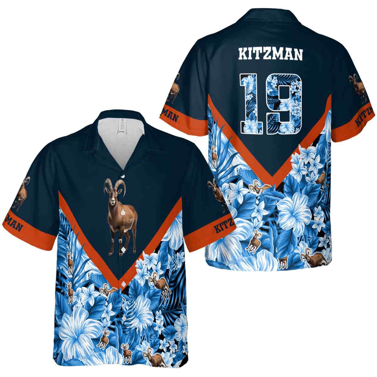 Personalized Goat Bold Floral Number Hawaiian Shirt Premium grade Personalized Goat Bold Floral Number Hawaiian Shirt Premium grade