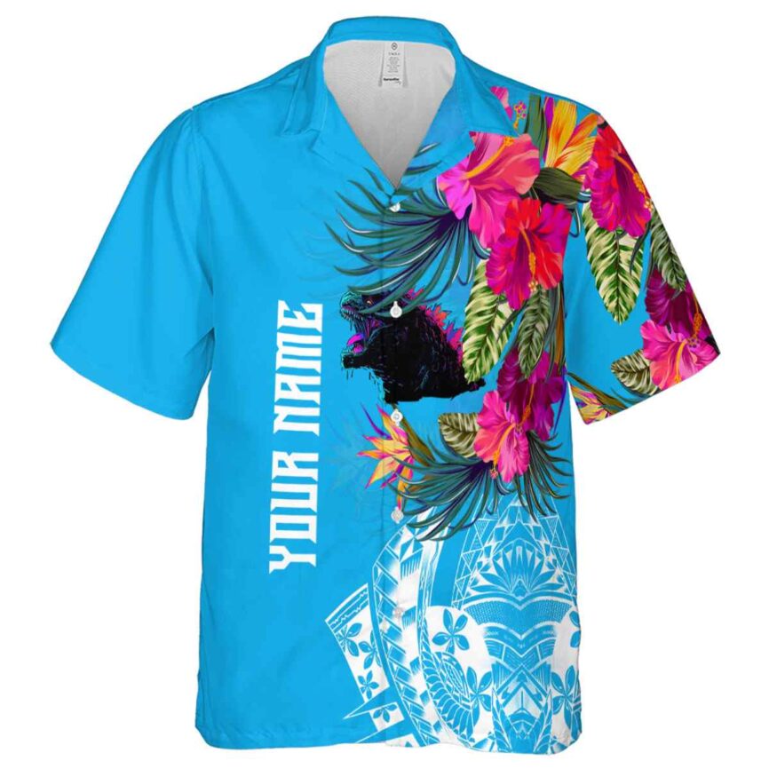 Personalized Godzilla Polynesian Flowers Hawaiian Shirt Fashion forward