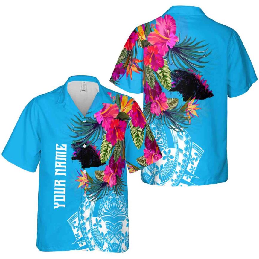 Personalized Godzilla Polynesian Flowers Hawaiian Shirt Premium grade