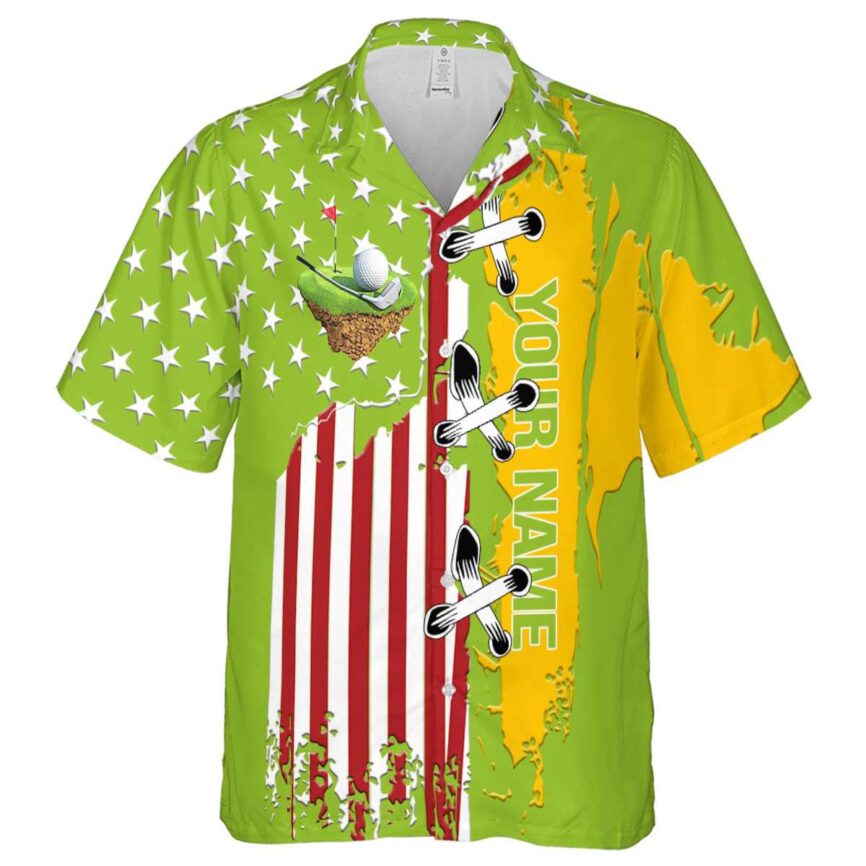Personalized Golf Flag Stitches Hawaiian Shirt Fashion forward