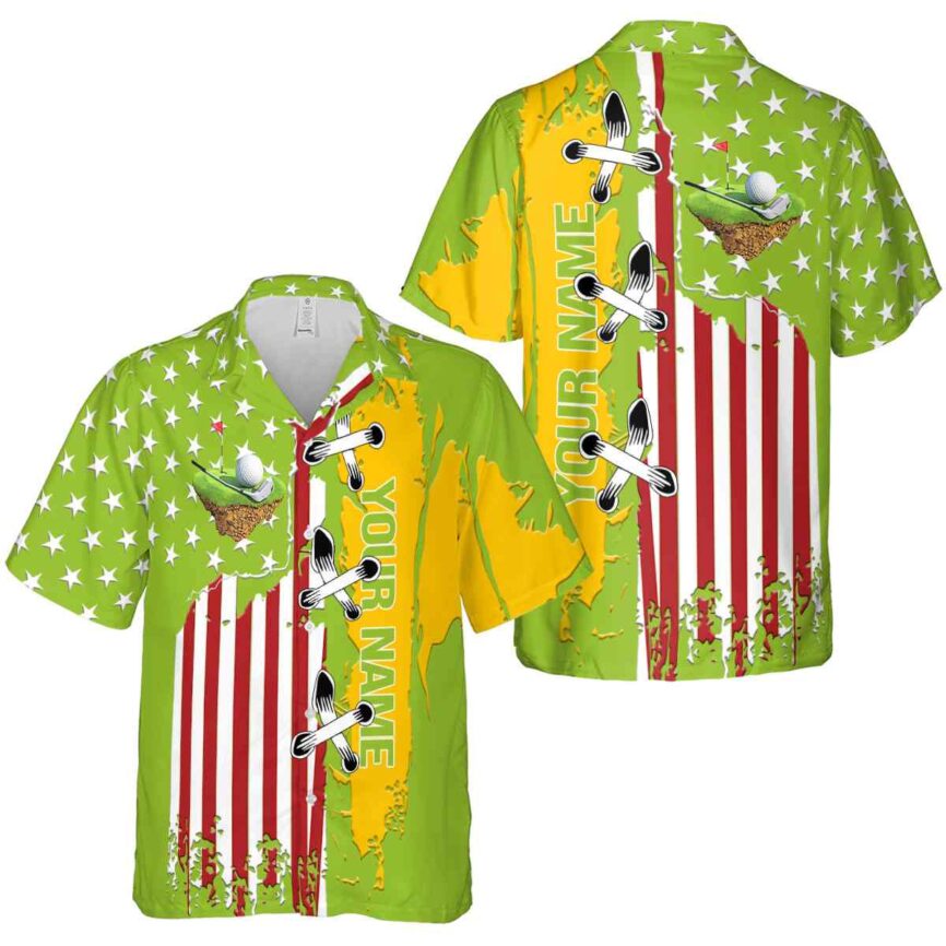 Personalized Golf Flag Stitches Hawaiian Shirt Premium grade