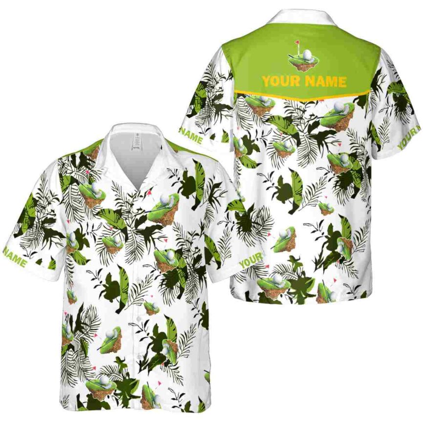 Personalized Golf Leafy Accents Hawaiian Shirt Premium grade