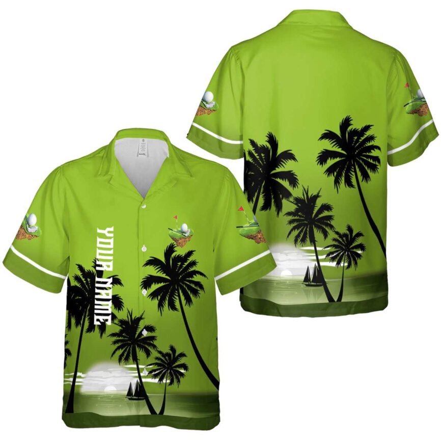 Personalized Golf Ocean Sunset Hawaiian Shirt Premium grade